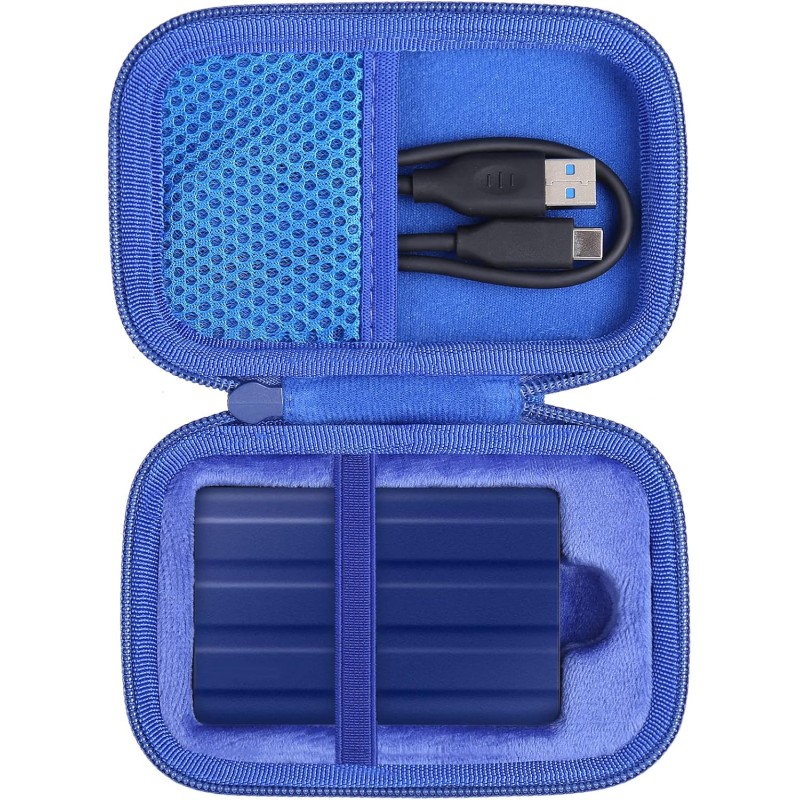 co2CREA Dur Étui de Voyage Rigide Housse Cas pour Samsung T7 Shield Disque SSD Externe Portable(boîte Seule)(pour T7 Shield, Ble
