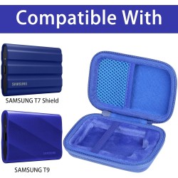 co2CREA Dur Étui de Voyage Rigide Housse Cas pour Samsung T7 Shield Disque SSD Externe Portable(boîte Seule)(pour T7 Shield, Ble