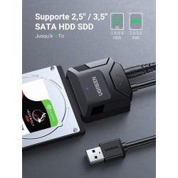 Uvert adaptateur usb 3.0 vers sata câble pour disque dur 2,5 3,5 pouces hdd ssd supporte uasp trim avec alimentation supplémenta