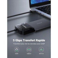 Uvert adaptateur usb 3.0 vers sata câble pour disque dur 2,5 3,5 pouces hdd ssd supporte uasp trim avec alimentation supplémenta