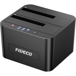 FIDECO HDD Docking Station, Station d'accueil pour Disque Dur USB3.0 pour 2,5 et 3,5 Pouces SATA HDD/SSD, Double Baie, Prise en 