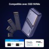 Uvert boîtier m.2 ssd nvme 40 gbps usb adaptateur disque dur externe pcie aluminium m2 2230 2242 2260 2280 supporte thunderbolt 
