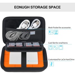 Lacdo Étui de Transport pour Disque Dur pour LaCie Rugged/Rugged Mini/Rugged Thunderbolt USB-C External Hard Drive Portable HDD 
