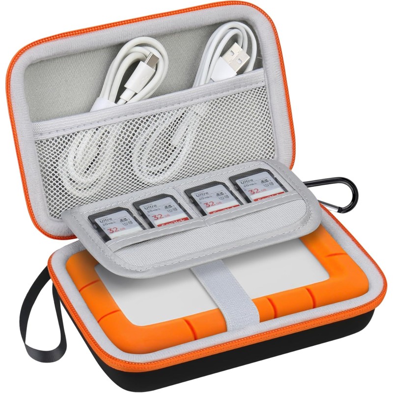 Lacdo étui de transport pour disque dur pour lacie rugged/rugged mini/rugged thunderbolt usb-c external hard drive portable hdd 