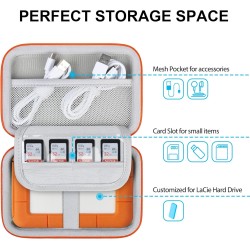 Lacdo étui de transport pour disque dur pour lacie rugged/rugged mini/rugged thunderbolt usb-c external hard drive portable hdd 