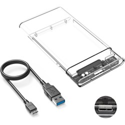 USB 3.0 Boîtier Disque Dur 2,5" ,Boitier Externe Disque 5Gbps pour SATA HDD et SSD de 2,5'' et 7/9.5 mm, accélération UASP, Trim