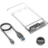 USB 3.0 Boîtier Disque Dur 2,5" ,Boitier Externe Disque 5Gbps pour SATA HDD et SSD de 2,5'' et 7/9.5 mm, accélération UASP, Trim