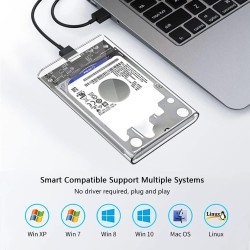 USB 3.0 Boîtier Disque Dur 2,5" ,Boitier Externe Disque 5Gbps pour SATA HDD et SSD de 2,5'' et 7/9.5 mm, accélération UASP, Trim