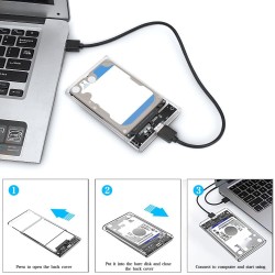 USB 3.0 Boîtier Disque Dur 2,5" ,Boitier Externe Disque 5Gbps pour SATA HDD et SSD de 2,5'' et 7/9.5 mm, accélération UASP, Trim