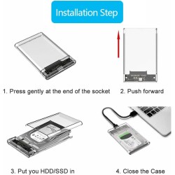 USB 3.0 Boîtier Disque Dur 2,5" ,Boitier Externe Disque 5Gbps pour SATA HDD et SSD de 2,5'' et 7/9.5 mm, accélération UASP, Trim