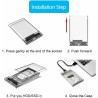 USB 3.0 Boîtier Disque Dur 2,5" ,Boitier Externe Disque 5Gbps pour SATA HDD et SSD de 2,5'' et 7/9.5 mm, accélération UASP, Trim