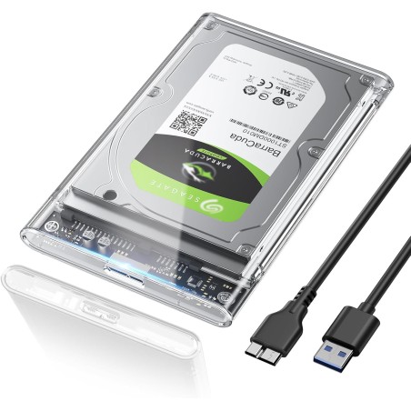 POSUGEAR Boitier Disque Dur 2.5'', USB 3.0 Boitier Externe Disque 5Gbps pour SATA HDD et SSD de 2,5'' et 7 mm/9.5 mm, Boitier SS