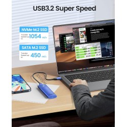 ORICO Boîtier SSD M.2 NVMe SATA Adaptateur, USB-C 3.2 Gen 2 10Gbps PCIe NVMe, 5Gbps NGFF SATA M-Key(B+M Key) 2230/2242/2260/2280