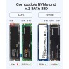 ORICO Boîtier SSD M.2 NVMe SATA Adaptateur, USB-C 3.2 Gen 2 10Gbps PCIe NVMe, 5Gbps NGFF SATA M-Key(B+M Key) 2230/2242/2260/2280