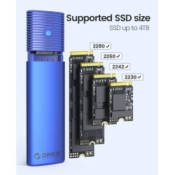 ORICO Boîtier SSD M.2 NVMe SATA Adaptateur, USB-C 3.2 Gen 2 10Gbps PCIe NVMe, 5Gbps NGFF SATA M-Key(B+M Key) 2230/2242/2260/2280