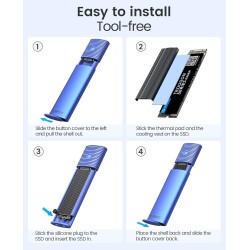 ORICO Boîtier SSD M.2 NVMe SATA Adaptateur, USB-C 3.2 Gen 2 10Gbps PCIe NVMe, 5Gbps NGFF SATA M-Key(B+M Key) 2230/2242/2260/2280