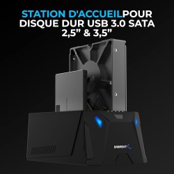 SABRENT Boitier Disque Dur 3.5 Adaptateur SATA to USB 2,5"/3,5", 2 Baies SSD/HDD vers USB 3.0, Boitier Disque Dur 3.5, Clonage H