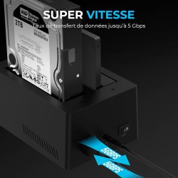 SABRENT Boitier Disque Dur 3.5 Adaptateur SATA to USB 2,5"/3,5", 2 Baies SSD/HDD vers USB 3.0, Boitier Disque Dur 3.5, Clonage H