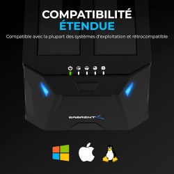 SABRENT Boitier Disque Dur 3.5 Adaptateur SATA to USB 2,5"/3,5", 2 Baies SSD/HDD vers USB 3.0, Boitier Disque Dur 3.5, Clonage H