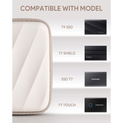 Coque ssd pour samsung t9/t7 shield/t7/t7 touch, disque dur externe ssd 1tb, 2tb, 4tb, étui de voyage rigide (beige)