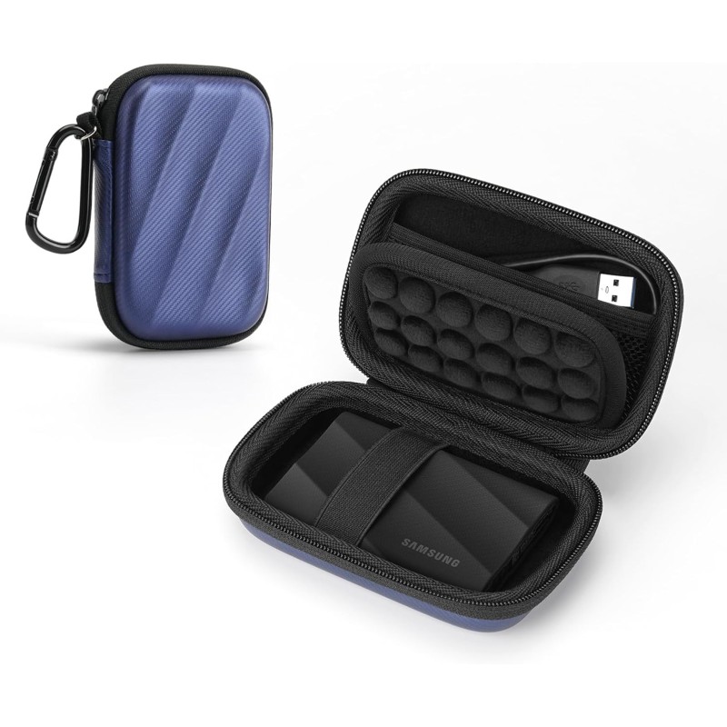 Coque SSD pour Samsung T9/T7 Shield/T7/T7 Touch, disque dur externe SSD 1TB, 2TB, 4TB, étui de voyage rigide (bleu)