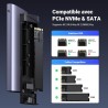 Uvert boîtier ssd m.2 nvme sata 10 gbps usb 3.2 gen 2 adaptateur disque dur externe pour m mb key 2230 2242 2260 2280 compatible
