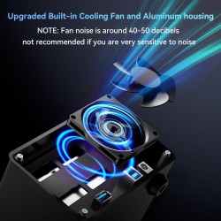 Boîtier de Disque Dur, CENMATE Aluminium Boîtier 2 Baie avec Ventilateur SATA 2,5/3,5 HDD/SSD, USB A/C 3.0, Supportant l'échange