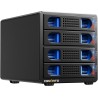 Boîtier de Disque Dur 4 Baies avec Ventilateur de 2,5/3,5 SATA HDD/SSD avec Câble USB A/C 3.0, Boîtier HDD sans Outil, Boîtier d