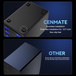 Boîtier de Disque Dur 4 Baies avec Ventilateur de 2,5/3,5 SATA HDD/SSD avec Câble USB A/C 3.0, Boîtier HDD sans Outil, Boîtier d
