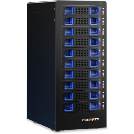 Boîtier de disque dur 10 baies avec ventilateur de refroidissement pour disque dur SATA HDD/SSD 2,5/3,5" avec câble USB A/C 3.0,