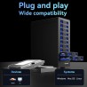 Boîtier de disque dur 10 baies avec ventilateur de refroidissement pour disque dur SATA HDD/SSD 2,5/3,5" avec câble USB A/C 3.0,