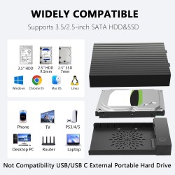 6Gbps Boitier Disque Dur 3.5, Adaptateur SATA USB pour SSD/HDD, Boitier SSD Externe 2.5"/3.5", Lecteur Disque Dur, Station d'acc