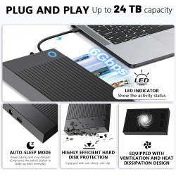 6Gbps Boitier Disque Dur 3.5, Adaptateur SATA USB pour SSD/HDD, Boitier SSD Externe 2.5"/3.5", Lecteur Disque Dur, Station d'acc