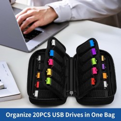 Étui de Rangement clé USB – Organiseur Portable avec 20 emplacements et étiquettes – Boîtier de Rangement clé USB sécurisé