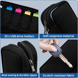 Étui de Rangement clé USB – Organiseur Portable avec 20 emplacements et étiquettes – Boîtier de Rangement clé USB sécurisé