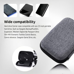 1 pcs Étui pour Disque Dur externe - Coque Rigide Antichoc pour SSD Portable de 2,5 Pouces avec Pochette filetée pour câble et A