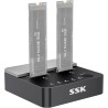 SSK M.2 NVMe Clone SSD Station d’Accueil, 20 Gbit/s Dual-Bay Boîtier SSD NVME USB3.2 Gen2X2 M.2 Duplicateur sans Outil pour clé 