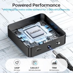 SSK M.2 NVMe Clone SSD Station d’Accueil, 20 Gbit/s Dual-Bay Boîtier SSD NVME USB3.2 Gen2X2 M.2 Duplicateur sans Outil pour clé 