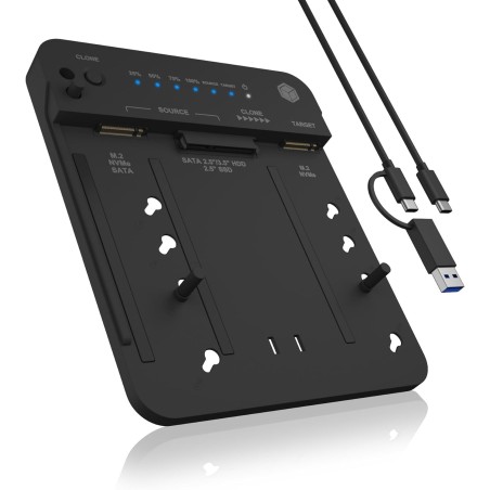 ICY BOX HDD/M.2 NVMe SSD Docking Station USB 3.2 Gen 2 (10 Gbit/s), Disques Dur Station de Clonage & Lecteur (SATA 2.5/3.5" & M.