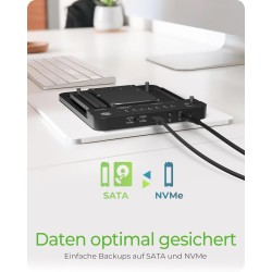 ICY BOX HDD/M.2 NVMe SSD Docking Station USB 3.2 Gen 2 (10 Gbit/s), Disques Dur Station de Clonage & Lecteur (SATA 2.5/3.5" & M.