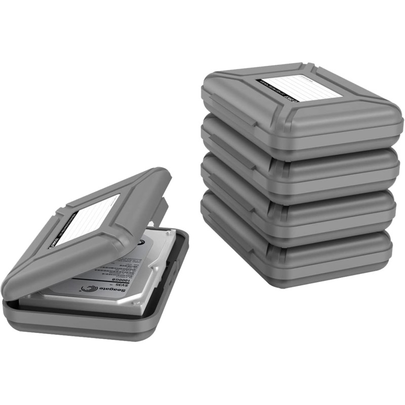 Orico housse pour disque dur de 3,5 pouces (lot de 5) - boîte étui de protection compatible avec western digital wd seagate tosh