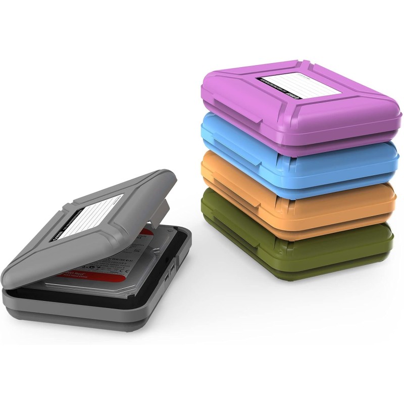 ORICO Boîtier de Protection 3.5 Pouces,Lot de 5, Étui de Rangement pour Disque Dur (HDD) ou SSD, Remplissage Anti-Vibration et A