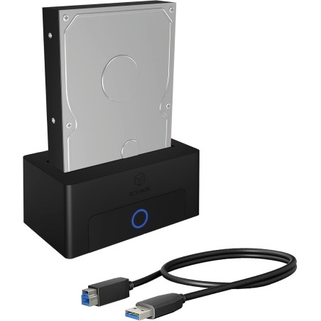 ICY BOX Station d’Accueil USB 3.2 pour SSD ou Dique Dur de 2,5 ou 3,5 Pouces, SATA, UASP, Adaptateur/Boitier Disque Dur Interne 