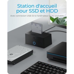 ICY BOX Station d’Accueil USB 3.2 pour SSD ou Dique Dur de 2,5 ou 3,5 Pouces, SATA, UASP, Adaptateur/Boitier Disque Dur Interne 