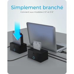 ICY BOX Station d’Accueil USB 3.2 pour SSD ou Dique Dur de 2,5 ou 3,5 Pouces, SATA, UASP, Adaptateur/Boitier Disque Dur Interne 