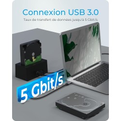 ICY BOX Station d’Accueil USB 3.2 pour SSD ou Dique Dur de 2,5 ou 3,5 Pouces, SATA, UASP, Adaptateur/Boitier Disque Dur Interne 