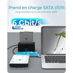 ICY BOX Station d’Accueil USB 3.2 pour SSD ou Dique Dur de 2,5 ou 3,5 Pouces, SATA, UASP, Adaptateur/Boitier Disque Dur Interne 