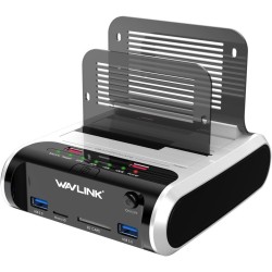 WAVLINK Station d'accueil pour Disque Dur USB pour SSD HDD SATA 2,5 ou 3,5 Pouces, Fonction de clonage Hors Ligne, Lecteur de Ca