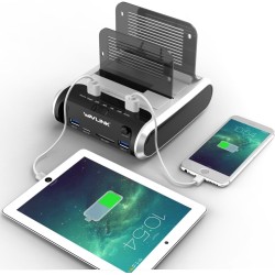 WAVLINK Station d'accueil pour Disque Dur USB pour SSD HDD SATA 2,5 ou 3,5 Pouces, Fonction de clonage Hors Ligne, Lecteur de Ca