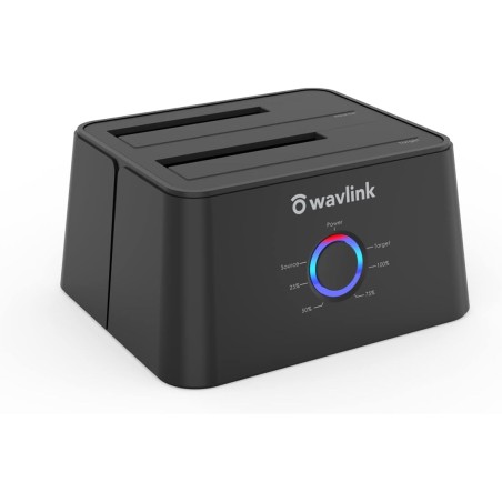 WAVLINK Station d'accueil USB 3.0 vers SATA Double Baie pour Disque Dur SATA 2,5" et 3,5" SATA et SSD, UASP optimisé et Prend en